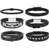 MILAKOO 6 Pezzi Uomini Bracciali Bracciali in Pelle Intrecciata Rivetto Semplicità Bangle Punk Gothic Party Bracciali con Fibbia Magnetica