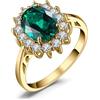 JewelryPalace Kate Middleton Anello Halo Donna Argento 925 Con Pietre Preziose Colorate, Princess Diana William Anelli Dorati in Oro Con Pietra Ovale, Fedina Zirconi Oro Rosa Set Gioielli