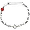 Aka Gioielli® - Bracciale Targhetta Identificativa Bambina Argento 925 con Coccinella Smaltata, Idea Regalo