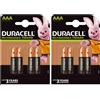 Duracell 8 MINISTILO AAA RICARICABILI DURACELL 750 mAh hr03 DC2400 GIA' CARICHE
