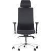 STEMA P.S.A. Sedia da ufficio girevole ergonomica AKCENT/F PLUS, base cromata, braccioli regolabili, seduta scorrevole (avanti-indietro), nero