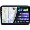 Selius Autoradio da 9 pollici con tecnologia QLED - 6G di RAM e 128G di memoria interna - Sistema operativo Android 14 - Formato 2 DIN