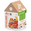Sevi Play set Pompieri (8pz+casetta) in cartone e legno Seviland | Giochi in legno educativi bambini dai 3 anni multiattività | 20x13x12,5cm | Collezione Seviland | modello 83093