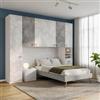 DEGHI Armadio a ponte 293x55 cm bianco spatolato e cemento con 6 ante e 3 cassetti con soft close - Jennifer