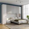 DEGHI Armadio a ponte 293x55 cm bianco neve e gesso con 6 ante e 3 cassetti con soft close - Jennifer