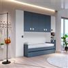 DEGHI Armadio a ponte 293x55 cm bianco e blu con 2 letti singoli - Jennifer