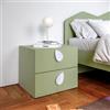 DEGHI Comodino 50x44h cm con 2 cassetti soft close verde - Jennifer