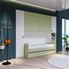 DEGHI Armadio a ponte 293x55 cm bianco e verde con 2 letti singoli - Jennifer
