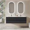 DEGHI Mobile bagno sospeso 160 cm nero opaco con cassetti e lavabo doppia vasca - Cuki