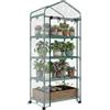 Outsunny Serra con rotolo, Ripiani in acciaio resistente all'inverno, Serra per Balcone, Giardino, Pomodoro, 69 x 50 x 165 cm, Serra per Pomodori, Fiori, Piante Trasparente