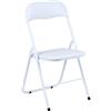Gremium Sedia Pieghevole Con Cuscino In Ecopelle A Doppia Imbottitura, Seduta Ergonomica E Struttura Richiudibile Salvaspazio In Acciaio Inossidabile (Bianco - Pelle, 1 Sedia - 45 x 48 x 83 Cm)