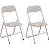 Gremium Set 2 Sedie Pieghevoli Con Cuscino In Ecopelle A Doppia Imbottitura, Seduta Ergonomica E Struttura Richiudibile Salvaspazio In Acciaio Inossidabile (Beige - Pelle, 2 Sedie - 45 x 48 x 83 Cm)