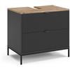 Vicco Mobile sottolavabo per bagno Eliza, Nero/Quercia vichinga 70 x 63 cm | 2 Cassetti · Apertura per sifone · molto spazio contenitivo · Per prodotti per la cura e accessori da bagno