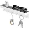 Flearitzo Portachiavi da Parete in Acciaio Inox con Ripiano Appendichiavi Senza Fori Organizer da Muro Salvaspazio 6 Ganci per Chiavi e Oggetti Ideale per Ingresso Corridoio Cucina Soggiorno (Bianco)