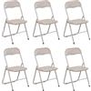 Gremium Set 6 Sedie Pieghevoli Con Cuscino In Ecopelle A Doppia Imbottitura, Seduta Ergonomica E Struttura Richiudibile Salvaspazio In Acciaio Inossidabile (Beige - Pelle, 6 Sedie - 45 x 48 x 83 Cm)