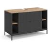 Vicco Mobile sottolavabo per bagno Eliza, Nero/Quercia vichinga 100 x 63 cm | 2 Cassetti · Apertura per sifone · molto spazio contenitivo · Per prodotti per la cura e accessori da bagno