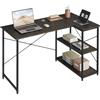 WOLTU Scrivania con Libreria a 2 Ripiani,120x75cm, Scrivania Angolare da Ufficio a L, Tavolo PC Computer per Studio, Dormitorio, in Legno e Acciaio, Ruggine+Nero, TSB06srs