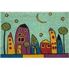 Baroni Home Zerbino da Esterno in Cocco Dipinto a mano con Base in PVC, Tappeto da Esterno Ultraresistente e Facile da Pulire, Villaggio Notte, 60x40 cm