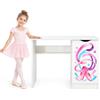 BAYAGU Scrivania Bambini Bianca con Mobiletto e Cassetti, Ballerina | Per studio, disegno e computer, mobiletto laterale, cassetti, stampa colorata, arredo cameretta, montaggio semplice