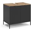 Vicco Mobile sottolavabo per bagno Eliza, Nero/Quercia vichinga 70 x 63 cm | 2 Ante · 2 scomparti · Apertura per sifone · Interno spazioso · Organizzazione ordinata