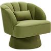 OPULENTHOME Poltrona lounge girevole a 360 gradi, moderna poltrona imbottita con morbido cuscino, poltrona con braccioli, adatta per soggiorno, camera da letto, uffici domestici, perfetta per angoli di lettura o