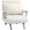 HOMCOM Poltrona Letto Singolo 3 in 1 Reclinabile Pelle Scamosciata Crema | Schienale Reclinabile 5 Livelli, Cuscino, Divano Letto Singolo Pieghevole, Soggiorno e Salotto, Poltroncina Letto
