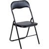 Gremium Sedia Pieghevole Con Cuscino In Ecopelle A Doppia Imbottitura, Seduta Ergonomica E Struttura Richiudibile Salvaspazio In Acciaio Inossidabile (Nero - Pelle, 1 Sedia - 45 x 48 x 83 Cm)