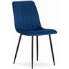 NMK HOME Sedia Velluto Verticali Metallo Blu Navy 1 Pezzo | tessuto vellutato, ideale per sala pranzo, ufficio, seduta comoda e stabile, design moderno