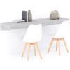 Mobili Fiver, Scrivania sospesa a muro Evolution 180x40, Grigio Cemento, Made in Italy