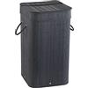 GEDY G-Tatami Cesto portabiancheria, Misure e Peso: 63X35,5X35,5 CM & 1,7 kg, Contenitore Biancheria in bambù, Finitura Nera, Design R&S, 2 Anni di Garanzia, Nero, Unica