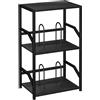 LOAKEKEL HETCD010BK1 - Supporto per giradischi in vinile, fino a 200 album, tavolino a 3 livelli con divisori rimovibili, tavolino alto per soggiorno, camera da letto, colore: nero