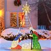 COSTWAY Decorazioni Natalizie Illuminate con 240 Luci LED e 6 modalità di Illuminazione, Scena di Natività Illuminata con Fascette e Picchetti per Interno ed Esterno (Modello 1)