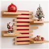 Qoka Crafts Mensola da Muro in Legno Massello, Scaffale da Parete Sospeso Design per Salotto, Cucina e Bagno, Mensole Moderne per Libreria (Rosso)