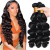 Gsoroel Hiar - Parrucca brasiliana vergine da donna, capelli umani ondulati #1B, colore nero naturale, con perdita minima per capelli da donna, 30,5 cm, 30,5 cm, 30,5 cm