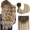Sindra Clip Di Capelli Umani in Estensioni Estensioni Di Capelli Lisci Marrone Scuro A Cenere Marrone E Biondo Naturale Capelli Umani 100g 35cm 6pcs Human Hair (clip#3/8/22-14)