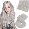 SEGO Pro 45cm Extension Capelli Veri Clip Sintetici 8 PCS Capelli Finti Lisci Posticci Extension con Clip per Donna (#Grigio Srgento,130g)