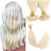 Sindra Extension Utip Capelli Professionale Donna 40g Bionda Bianca Extension Capelli Veri Cheratina Lisci 35cm 50ciocche Utip#60-35cm