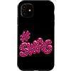 Pink Leopard Lettering Designs Custodia per iPhone 11 Lettere a bolle retrò da ragazza con stampa leopardata rosa Swag