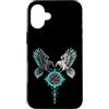 Norse Raven Emblem Illustrations Custodia per iPhone 16 Plus Odin Ravens Teal Vegvisir Mitologia norrena Huginn & Muninn