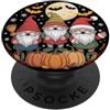 Halloween, Thanksgiving, and Christmas tre personaggi gnomo vestiti in costumi festivi PopSockets PopGrip Adesivo