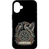 Raven Pair Folklore Illustrations Custodia per iPhone 16 Plus Odino Huginn Muninn Ravens Norse Vegvisir Viking Retro