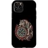 Norse Wolf Folklore Portraits Custodia per iPhone 11 Pro Fenrir Wolf Nordic Vegvisir Knotwork Art