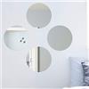 BAKAJI Set 4 Specchi Mosaico Installazione a Muro con Adesivi Specchio Adesivo Decorazione Parete Casa Design Moderno Libera Installazione (15 x 15 cm Rotondo)
