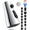 Hibbent Ricambio della testina di spruzzo estraibile in acciaio inox con 15 adattatori, ugello per rubinetto a 3 funzioni compatibile con rubinetto Moen, American Standard, Delta, Kohler, cromato