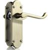 Bwintech 1 set di maniglie Richmond in bronzo anticato opaco su piastra, chiavistello, maniglia per porta, adatto per porte in legno