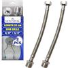 MONTERAL 2x Tubo Corazzato 20 cm F 3/8" x M 1/2" DN8 DE13 Max +70°C | Tubo Flessibile in Acciaio Inox con Intervallo di Pressione Esercizio Max 10 bar - MONTERAL
