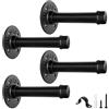 scicent Confezione da 4 staffe per mensole a tubo, resistenti, capacità 50 kg, staffe per mensole industriali, staffe da parete per mensole, supporto per mensole con viti (nero, 10 cm)