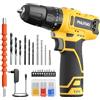PULITUO Avvitatore a Batteria 12V, Trapano Avvitatore Batteria 35 N·m, 21+1+1 Regolazioni di Coppia, da 1300 mAh con Luce LED, Regolazione a 2 Velocità, per Fai da Te e Progetti DIY (Giallo)