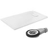 LuxeBath Piatto Doccia 120x70 cm Bianco con Set di Scarico, Extra Piatto e Robusto in SMC, Vasca Doccia Rettangolare A 30 mm, Design Effetto Ardesia con Superficie Antiscivolo, Facile Installazione