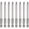 QUARKZMAN 8Pz #2 Punte Cacciavite Phillips PH2 1/4 Gambo Esagonale 3 (75mm) Lungo 5mm Asta Punta Trapano a Croce Magnetiche acciaio S2 Inserti per Avvitatore Industriale, Grigio